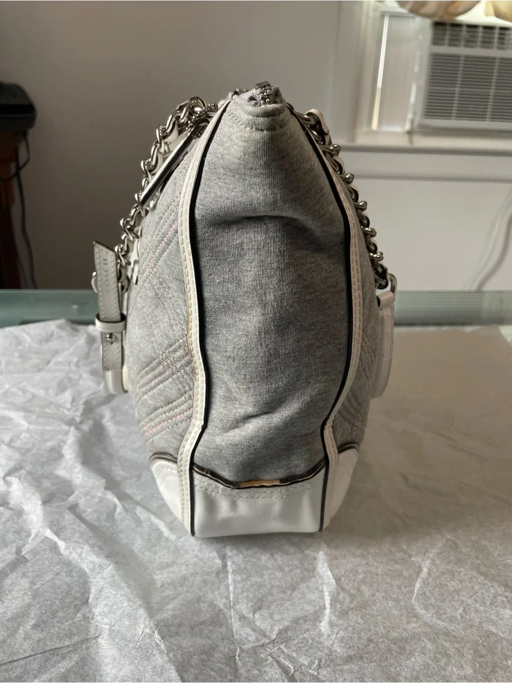 Coach Poppy 2013 EUC Quilted Jersey Small Chain Tote 2 Hangtags $278 Retail